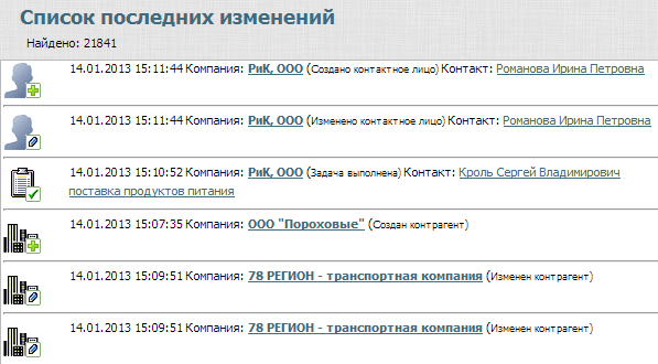 Список последних изменений Список последних изменений